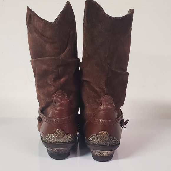 Vintage Zodiac Suede Leather Cowboy Boots Size 7 - Picture 6 of 9